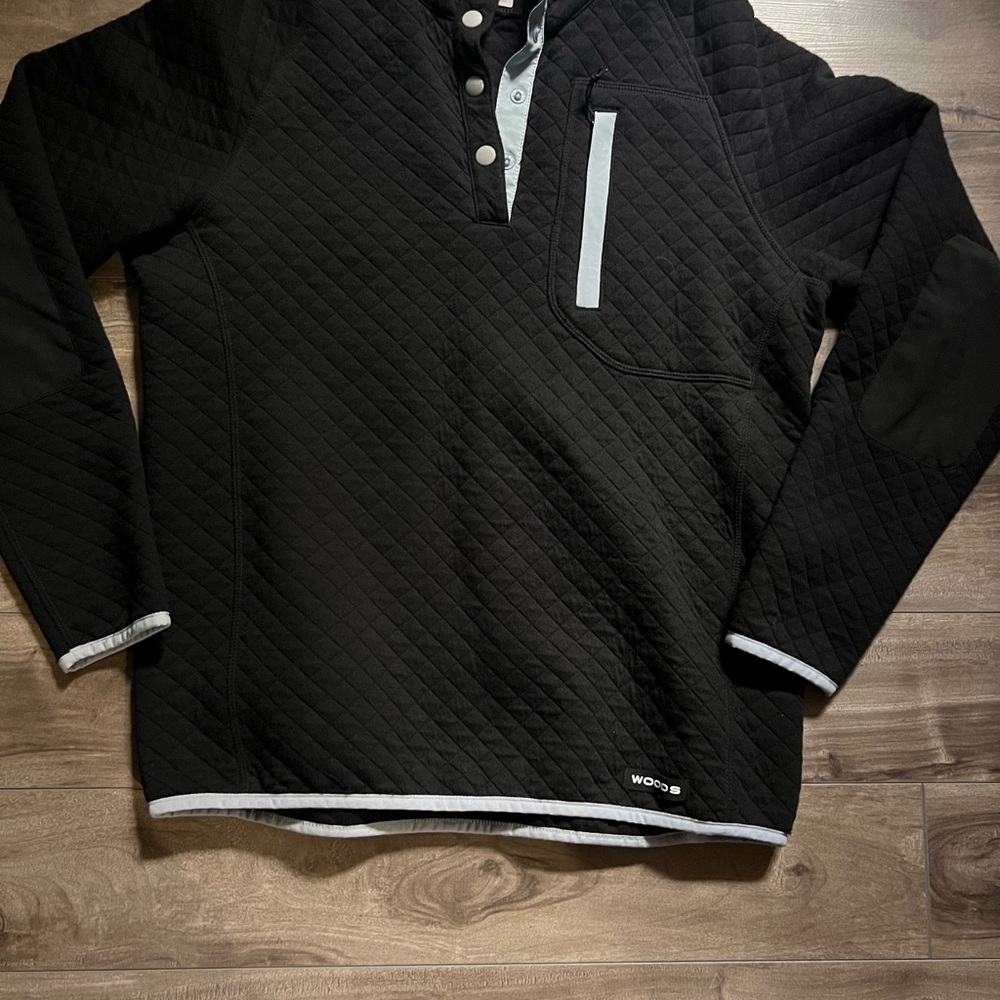 Black Quilted Pullover with Button Details